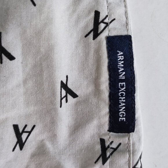 Armani Exchange button down shirt men's size XL light grey w graphic design slim - Picture 10 of 13